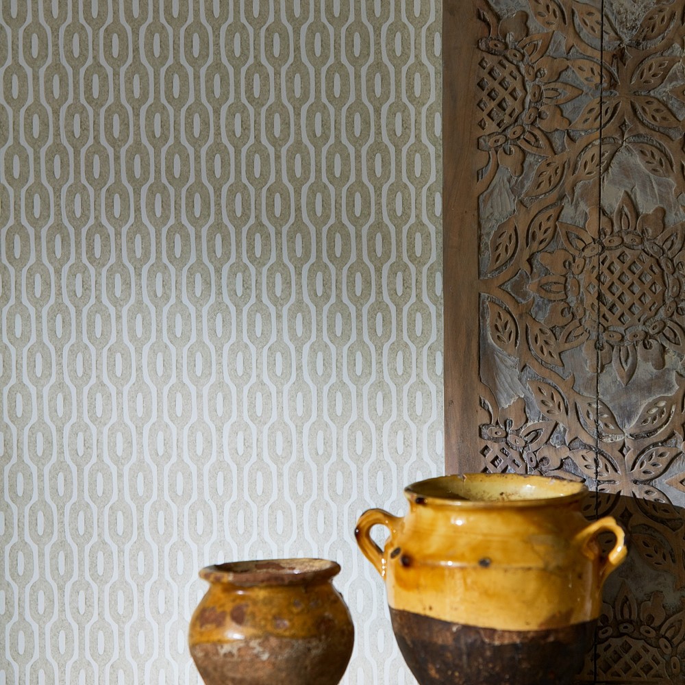 Hemp Geometric Wallpaper 216370 by Sanderson in Mole Grey